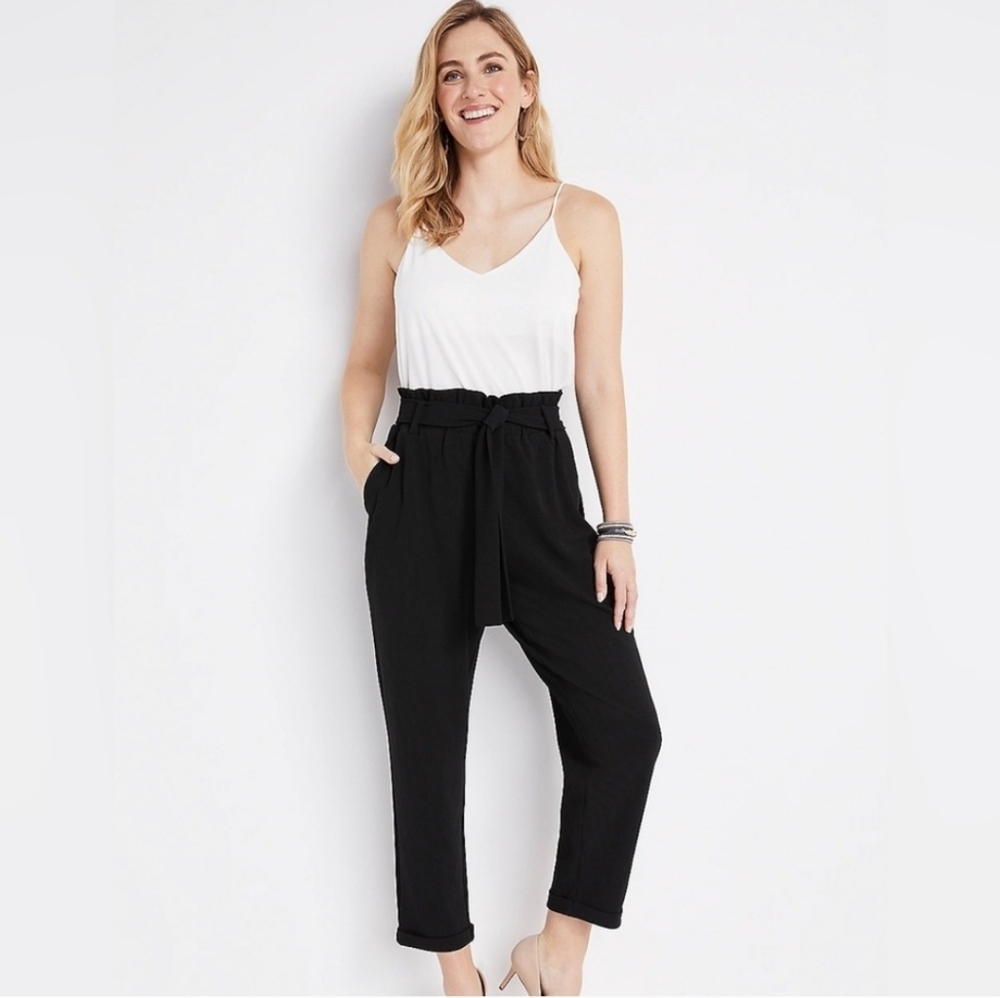 Maurices Black Paperbag Waist Jumpsuit Pants